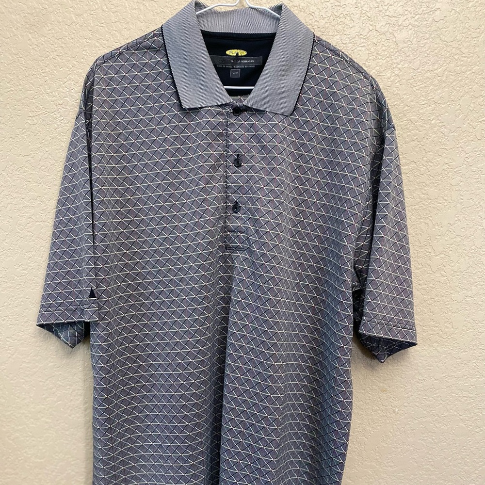 Greg Norman Collection Men's Polo Shirt - Blue Geometric